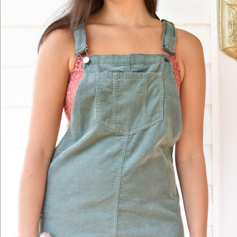 Corduroy sage dress